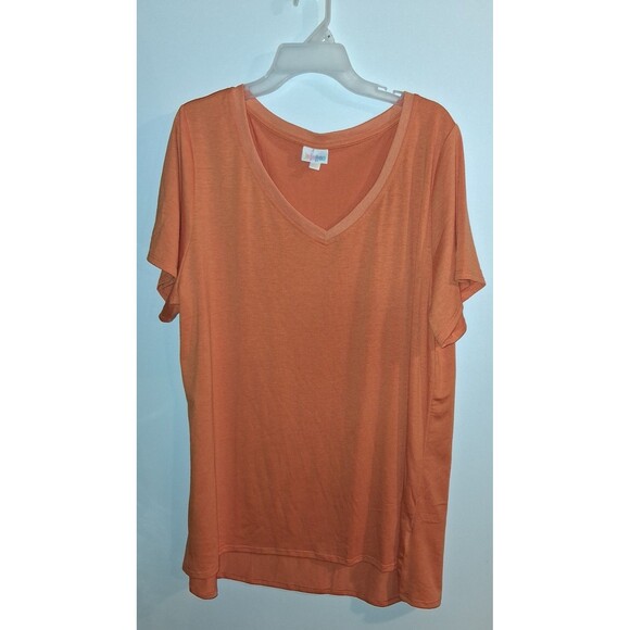 Lularoe Orange Short Sleeve V-neck Blouse Sz 3XL - Picture 1 of 2